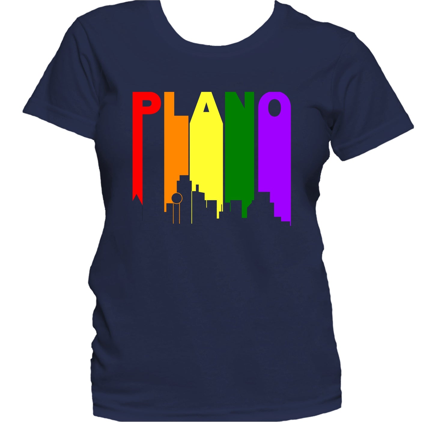 Plano Texas LGBTQ Gay Pride Rainbow Skyline Women's T-Shirt