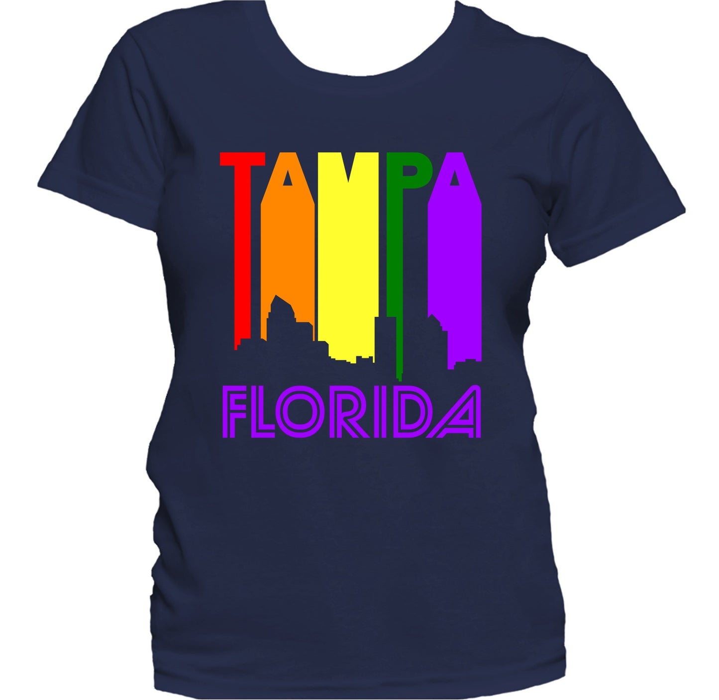 Tampa Florida LGBTQ Gay Pride Rainbow Skyline Women's T-Shirt