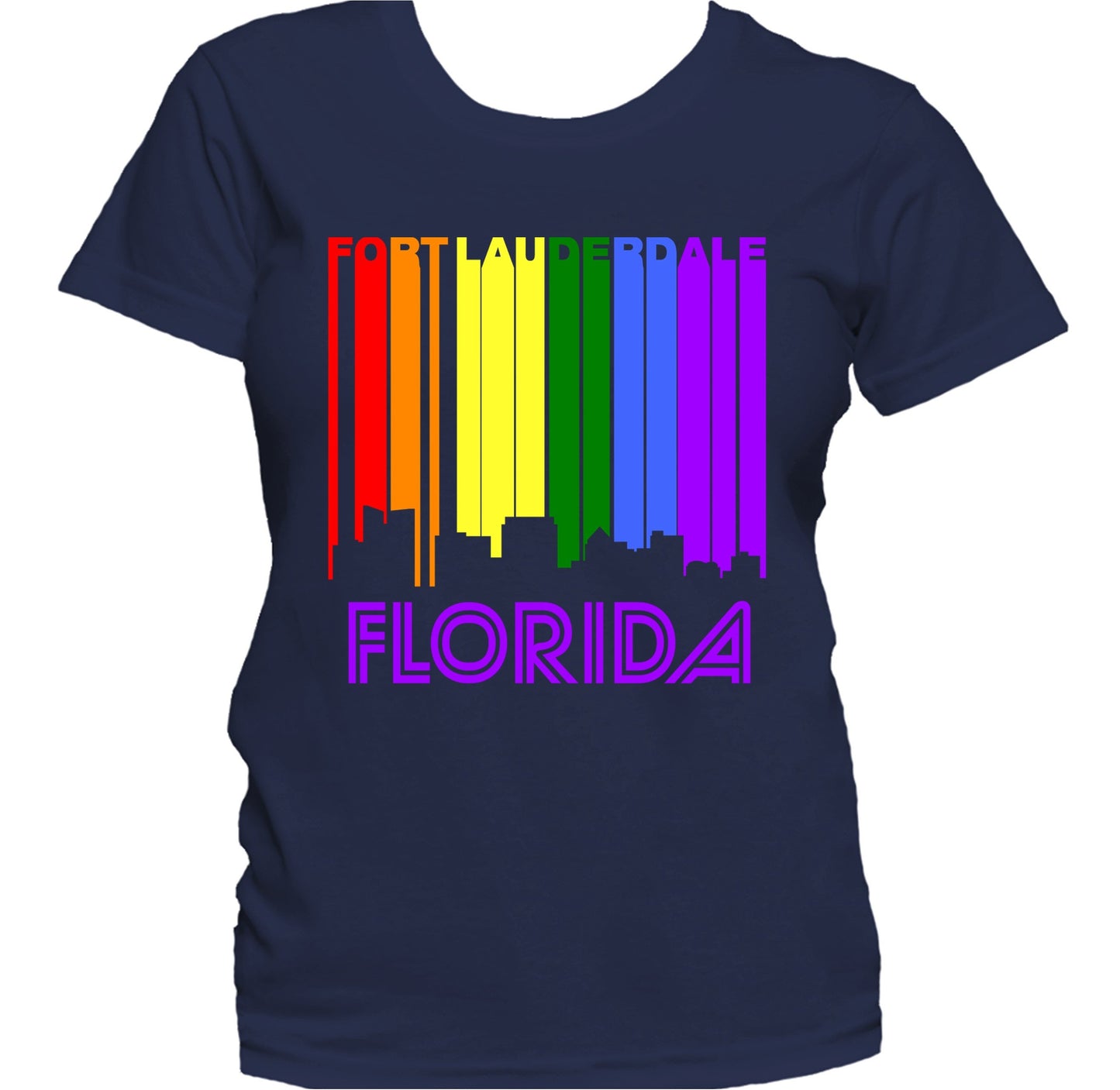 Fort Lauderdale Florida LGBTQ Gay Pride Skyline Women's T-Shirt