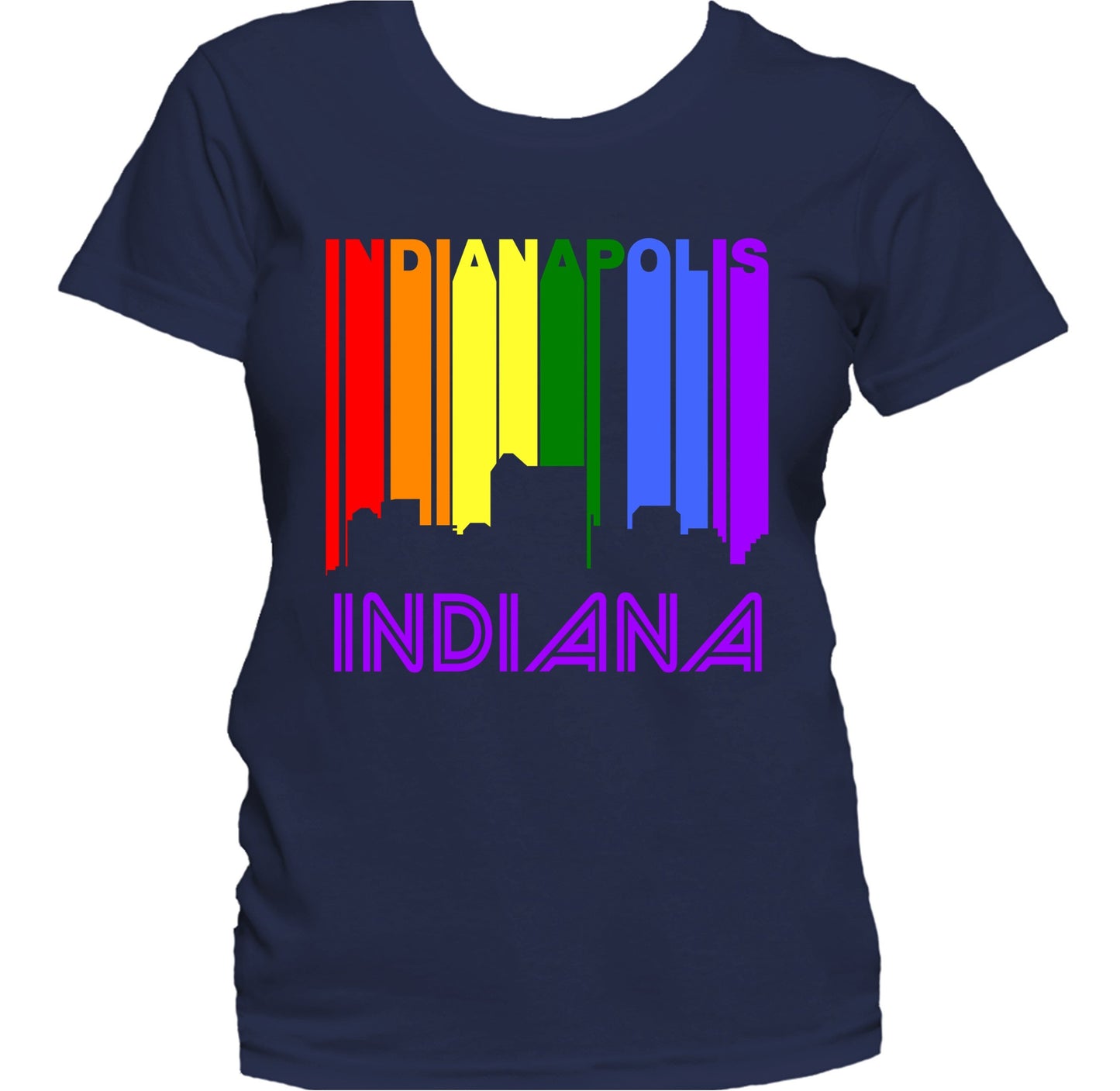 Indianapolis Indiana LGBTQ Gay Pride Rainbow Skyline Women's T-Shirt