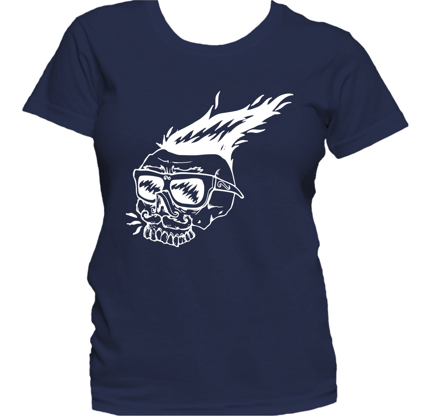Flaming Skull With Sunglasses Vintage Retro Style Women's T-Shirt