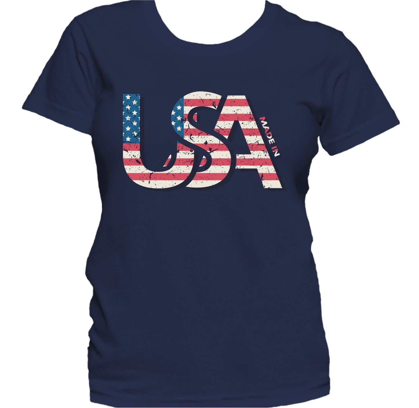 Made In USA American Flag Vintage Retro Style Women's T-Shirt