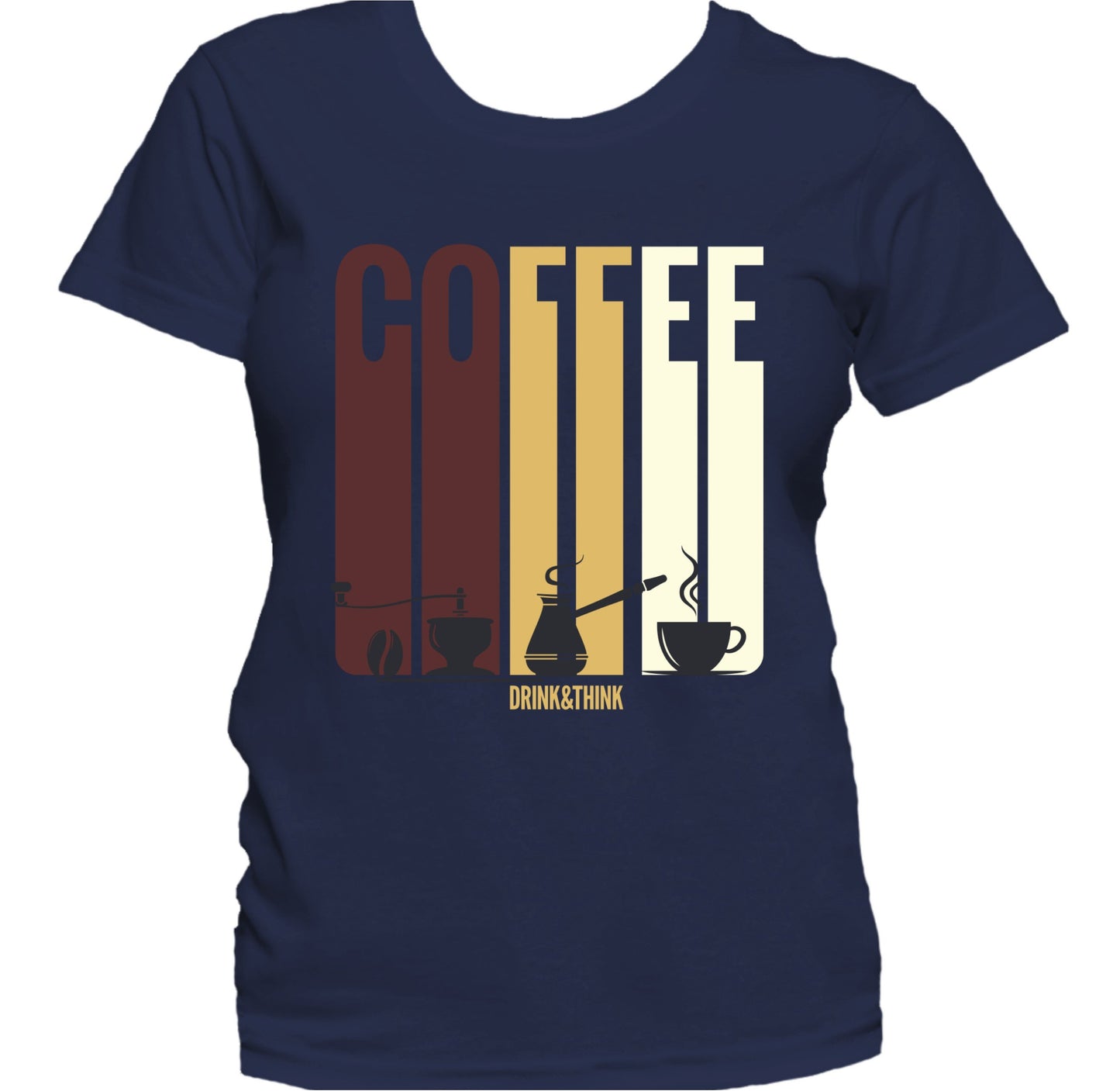 Vintage Retro Coffee Drink And Think 1970's Style Women's T-Shirt