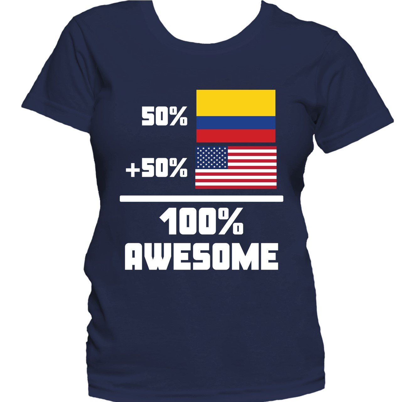 50% Colombian 50% American 100% Awesome Funny Flag Women's T-Shirt