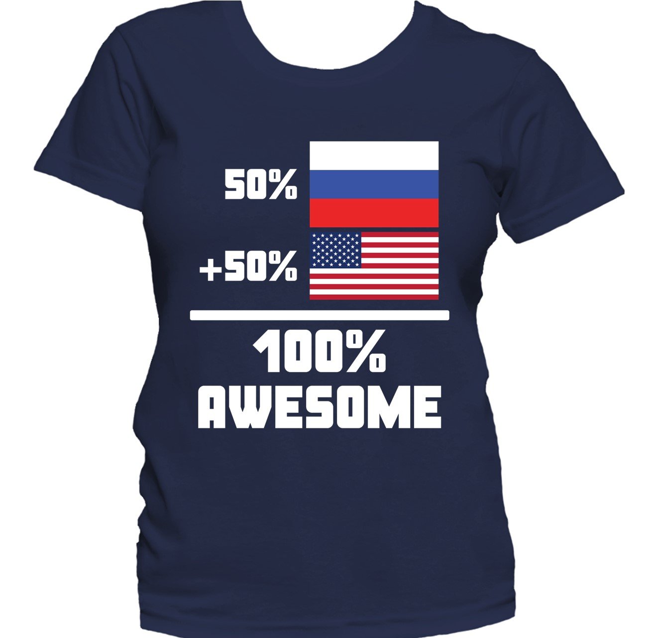 50% Russian 50% American 100% Awesome Funny Flag Women's T-Shirt