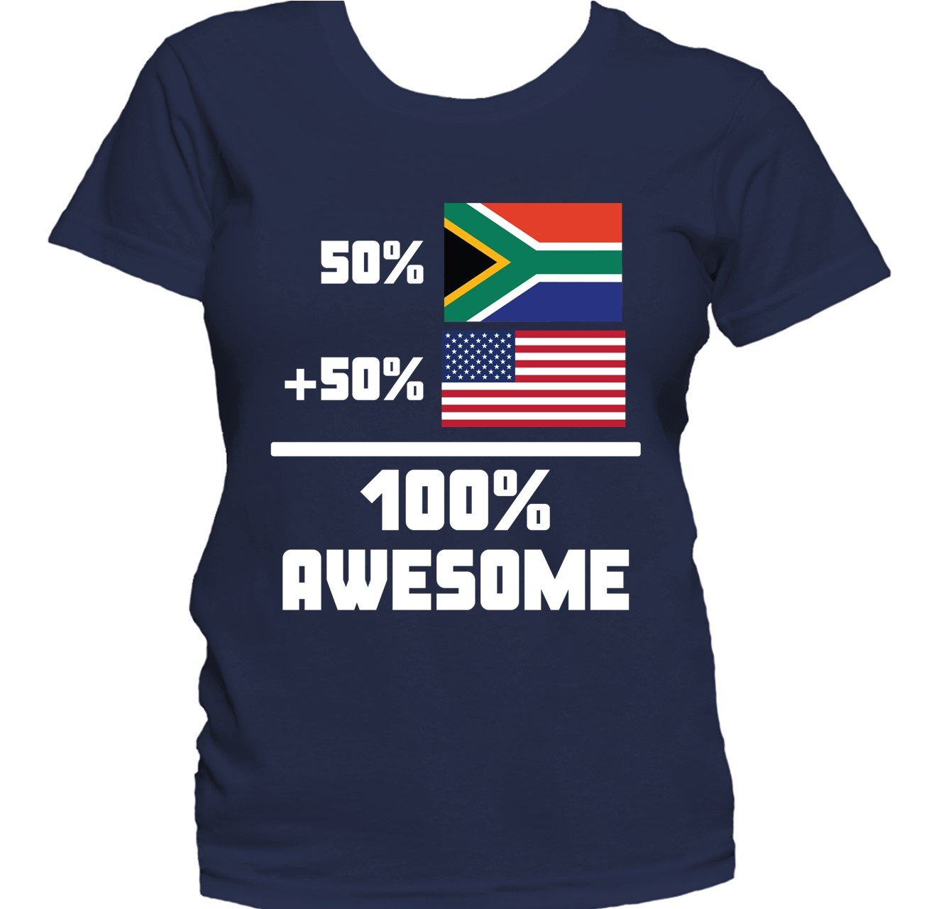 50% South African 50% American 100% Awesome Funny Flag Women's T-Shirt