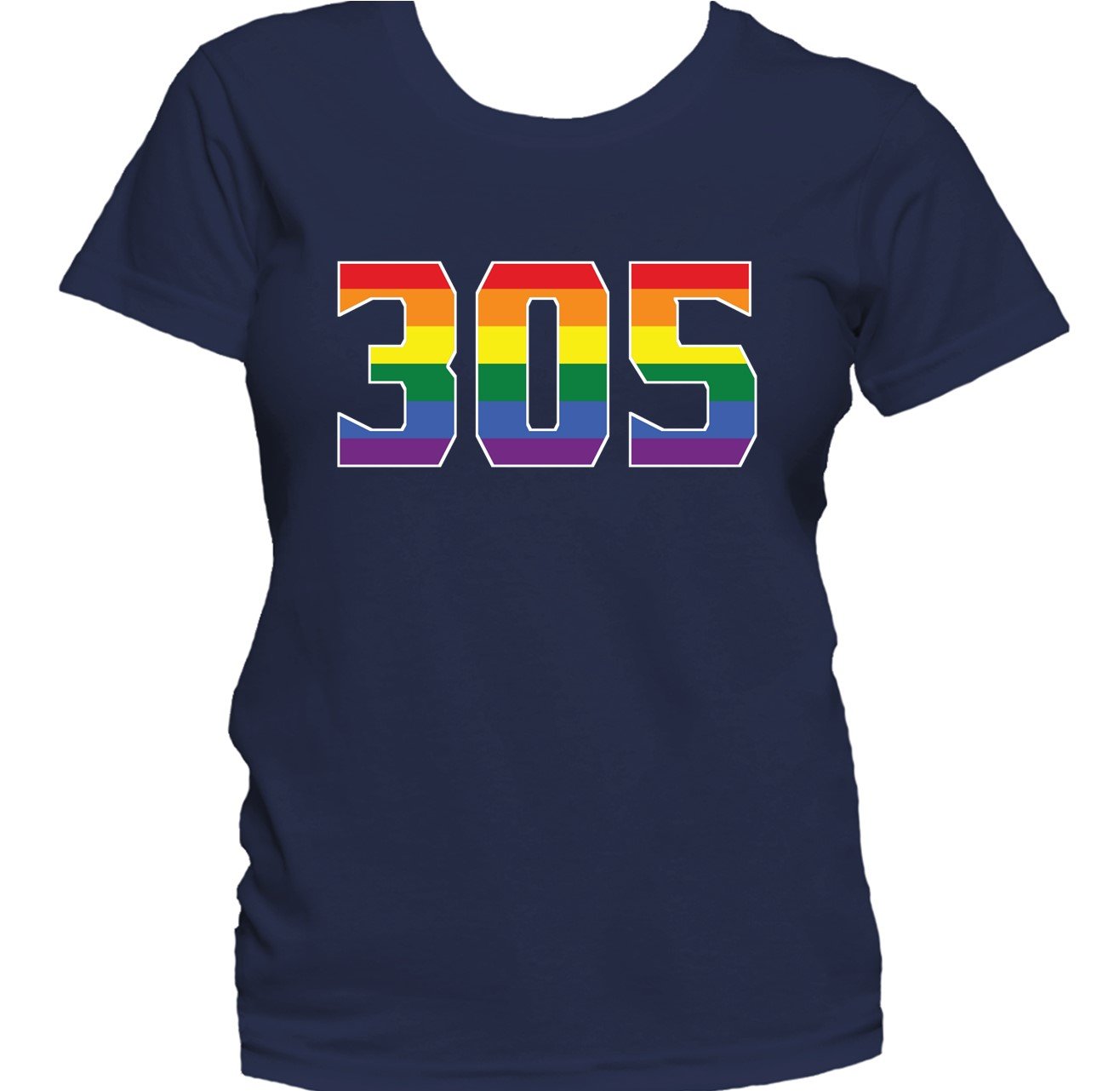 305 Area Code Miami FL Gay Pride LGBT Rainbow Women's T-Shirt