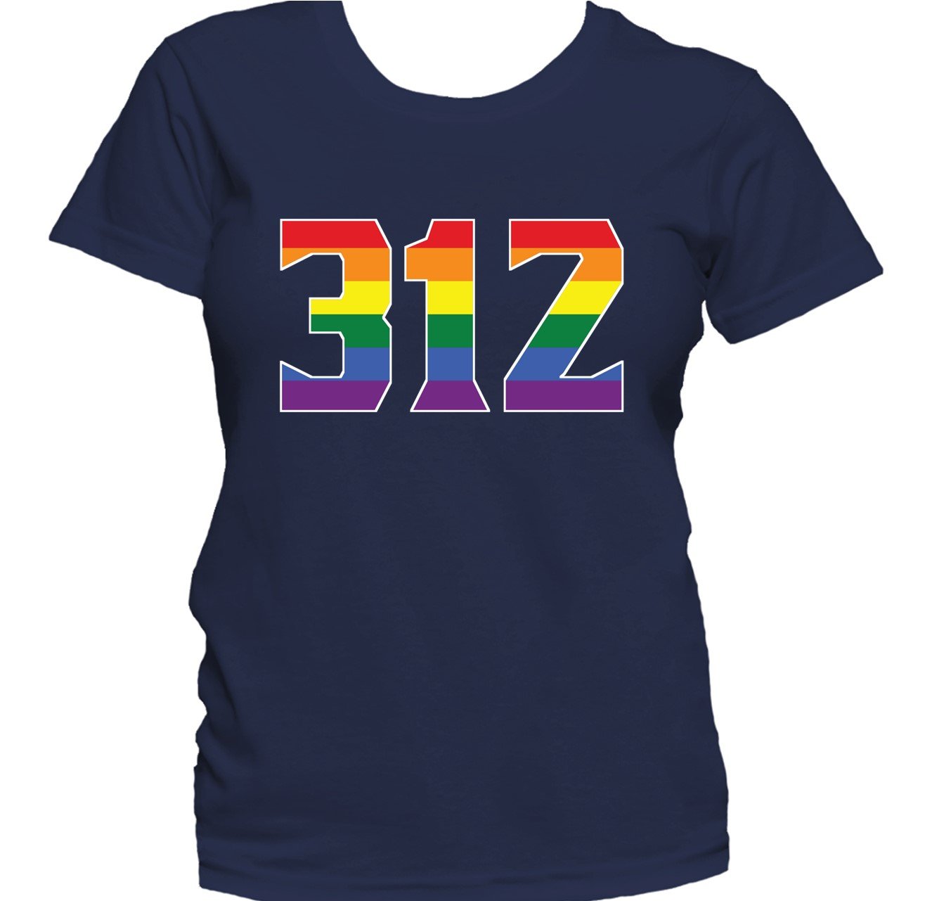 312 Area Code Chicago IL Gay Pride LGBT Rainbow Women's T-Shirt