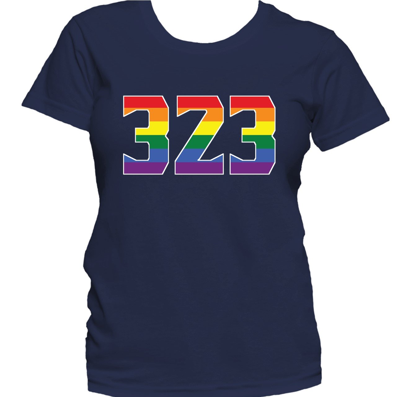 323 Area Code Los Angeles CA Gay Pride LGBT Rainbow Women's T-Shirt