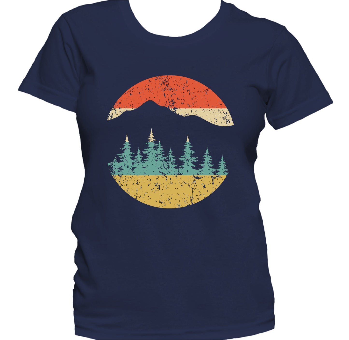 Outdoors Nature Camping Retro Mountains And Trees Icon Women's T-Shirt