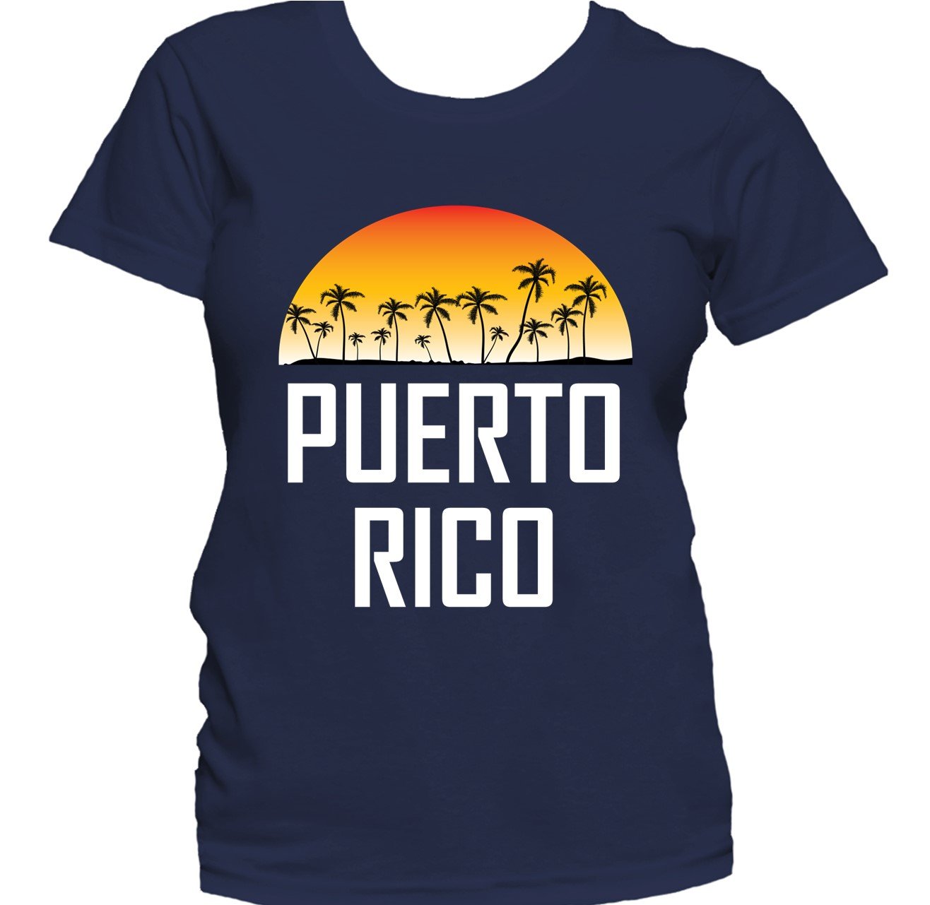 Puerto Rico Sunset And Palm Trees Beach Vacation Women's T-Shirt