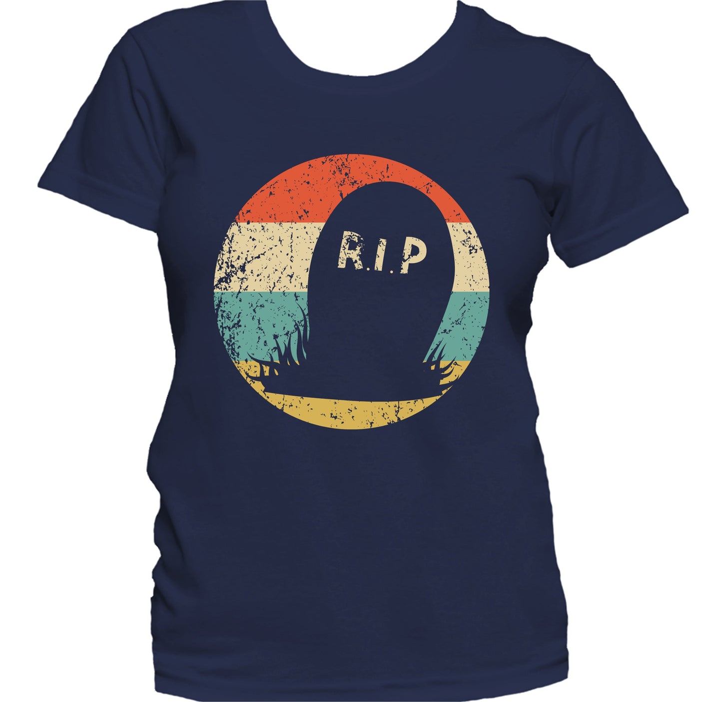 Retro Scary Creepy Grave Silhouette Spooky Halloween Women's T-Shirt