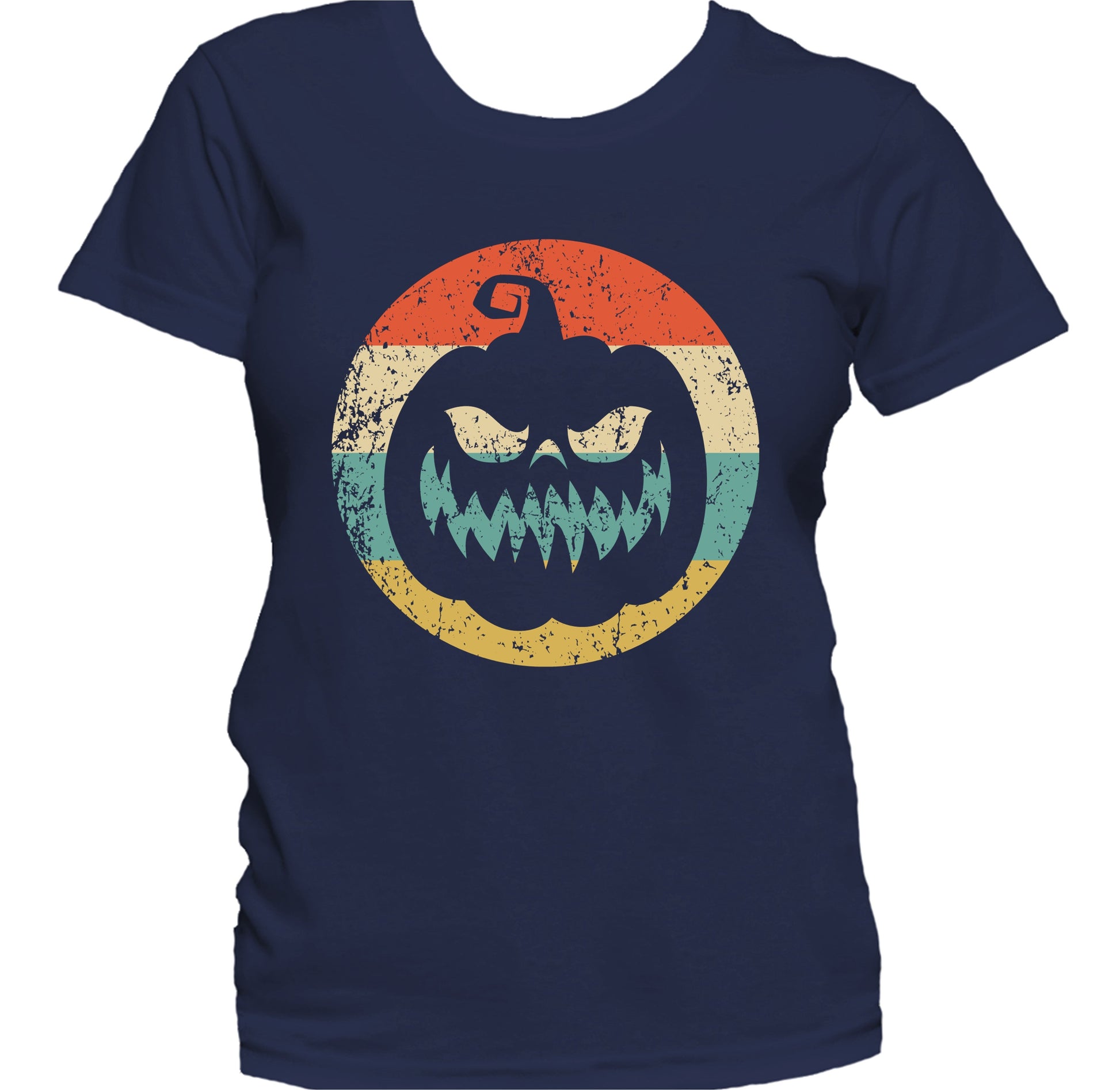 Retro Halloween Scary Jackolantern Pumpkin Silhouette Spooky Women's T-Shirt