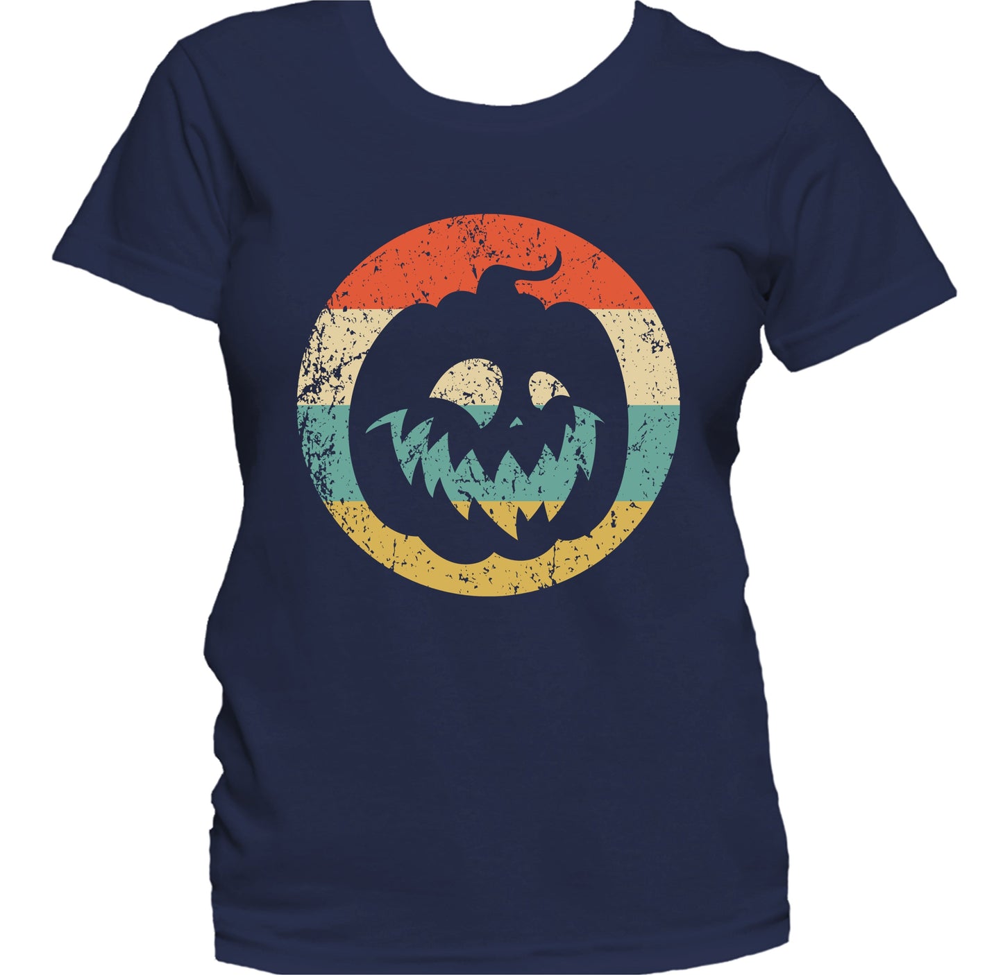 Retro Halloween Jackolantern Pumpkin Silhouette Spooky Scary Women's T-Shirt