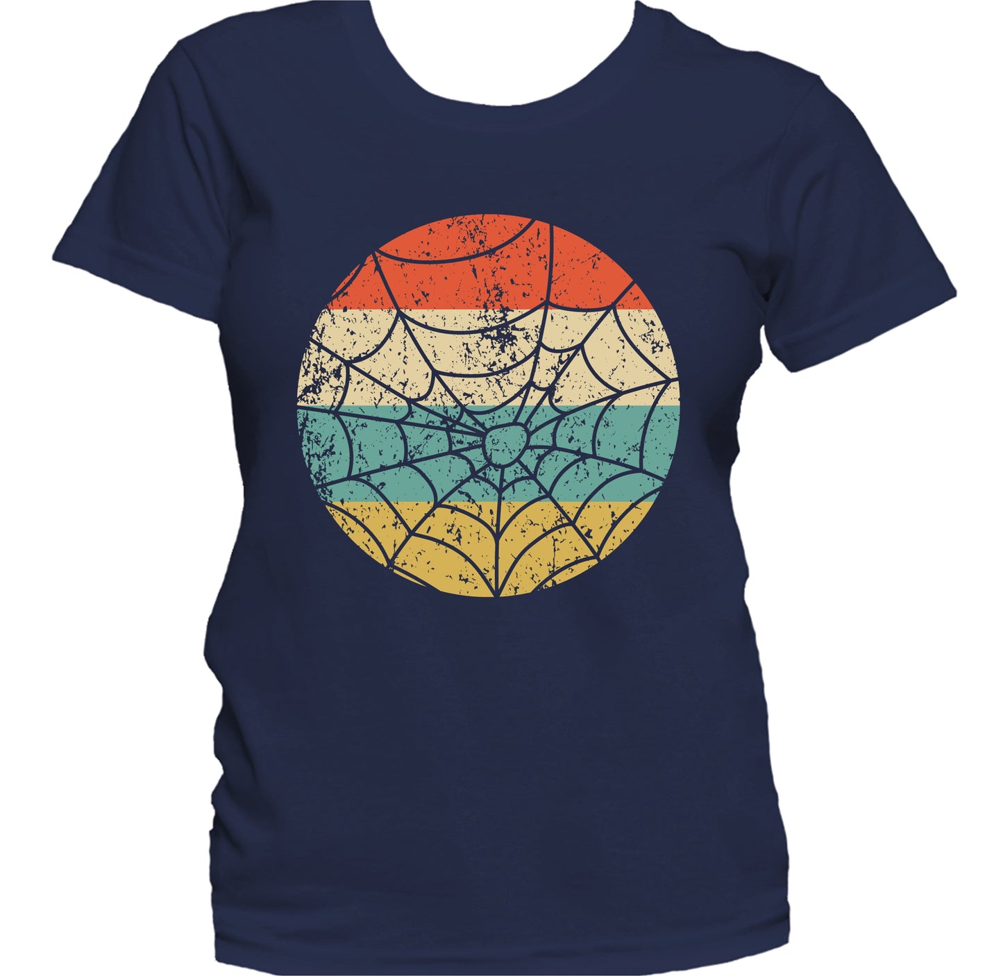 Retro Spooky Scary Spider Web Silhouette Creepy Halloween Women's T-Shirt