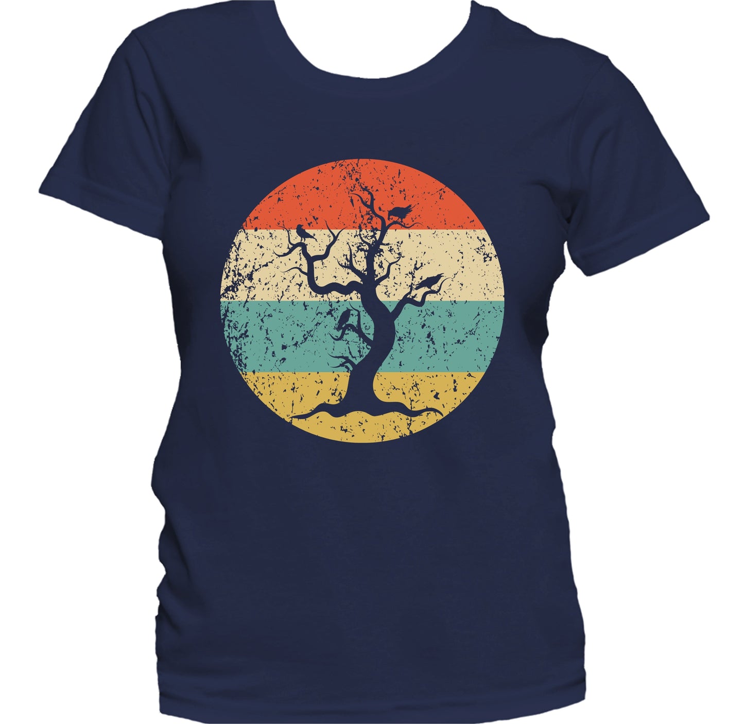 Halloween Spooky Scary Haunted Tree Silhouette Creepy Retro Women's T-Shirt