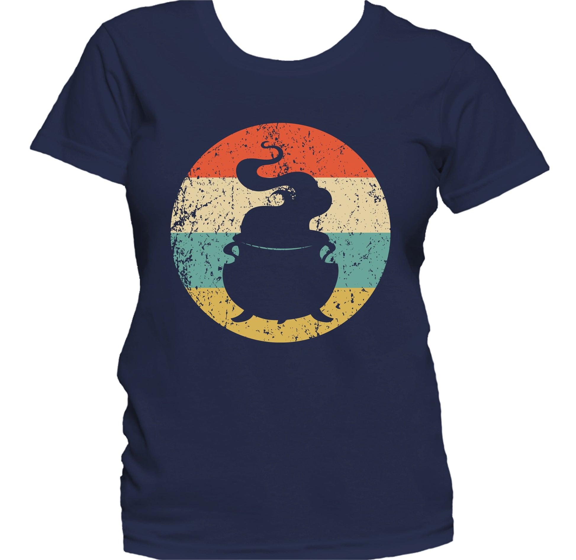 Retro Spooky Scary Witch Cauldron Silhouette Halloween Women's T-Shirt