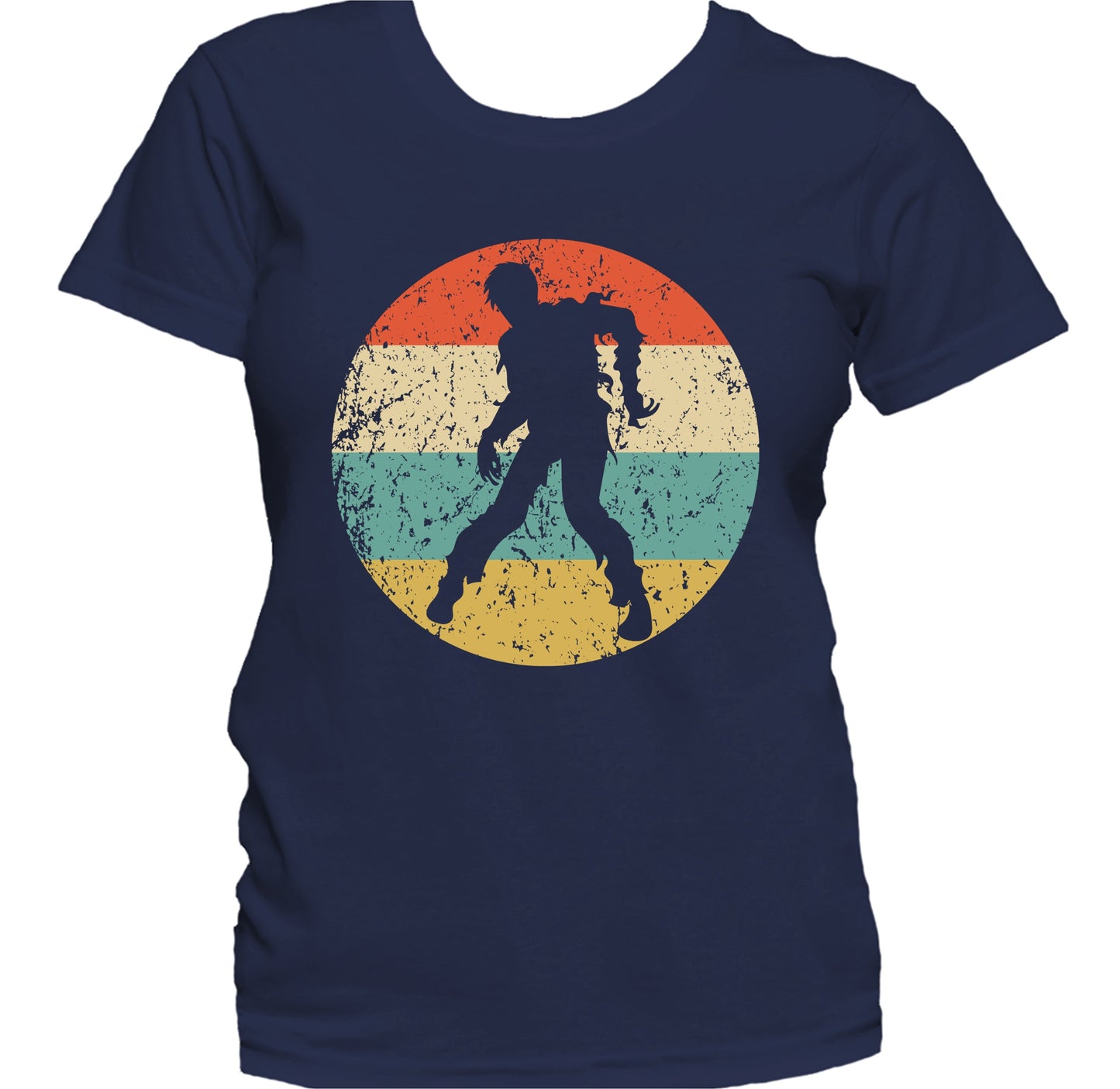 Halloween Spooky Scary Zombie Silhouette Creepy Retro Women's T-Shirt