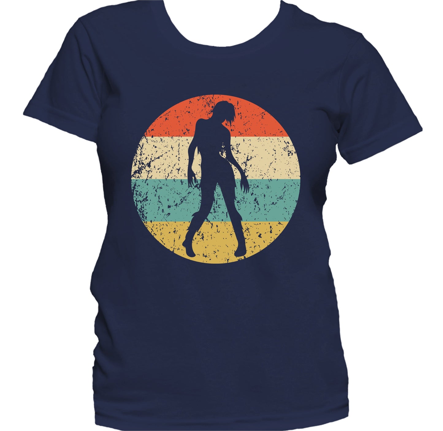 Creepy Spooky Scary Zombie Silhouette Retro Halloween Women's T-Shirt