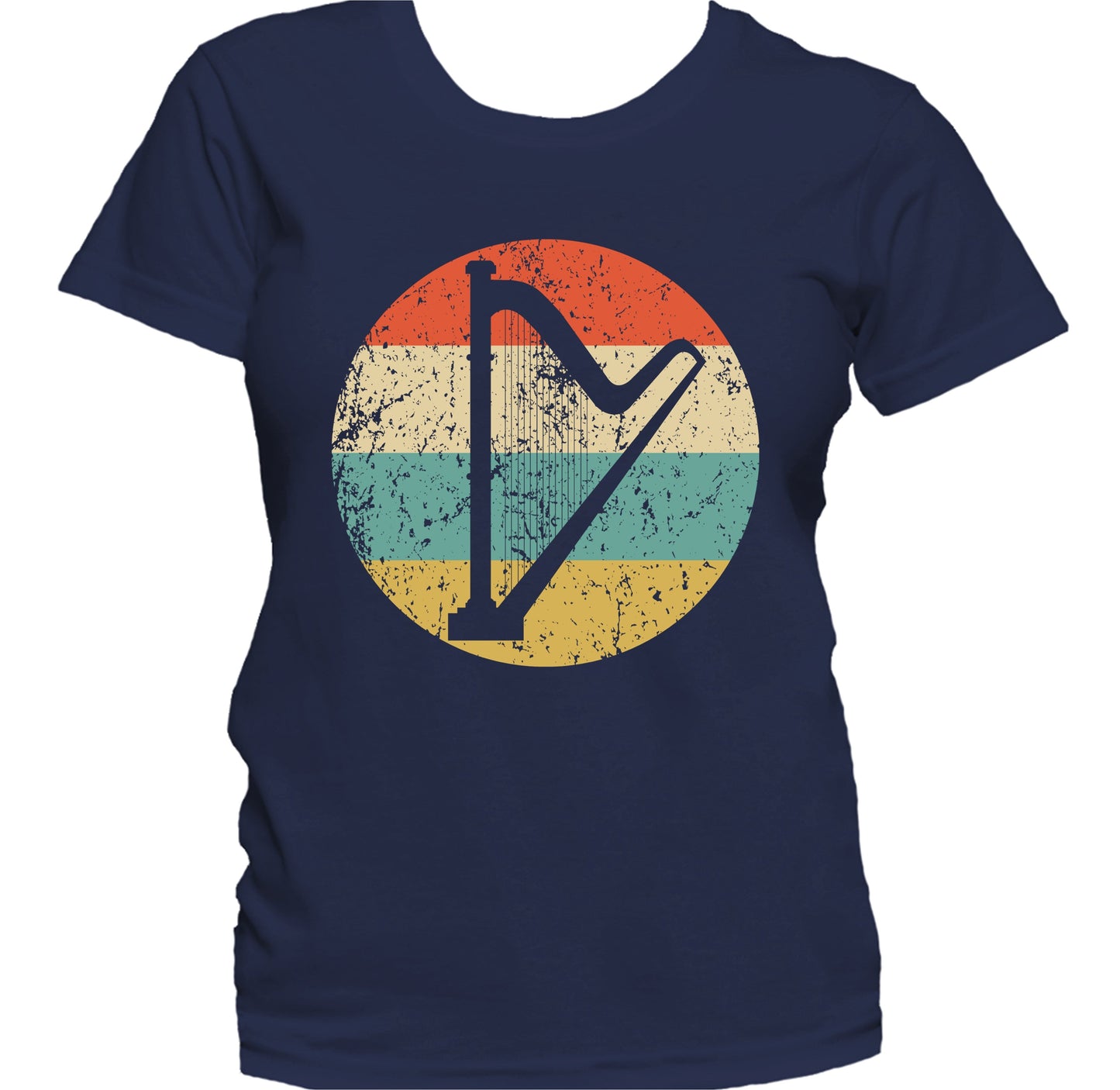 Harp Silhouette Retro Music Musician Musical Instrument Women's T-Shirt