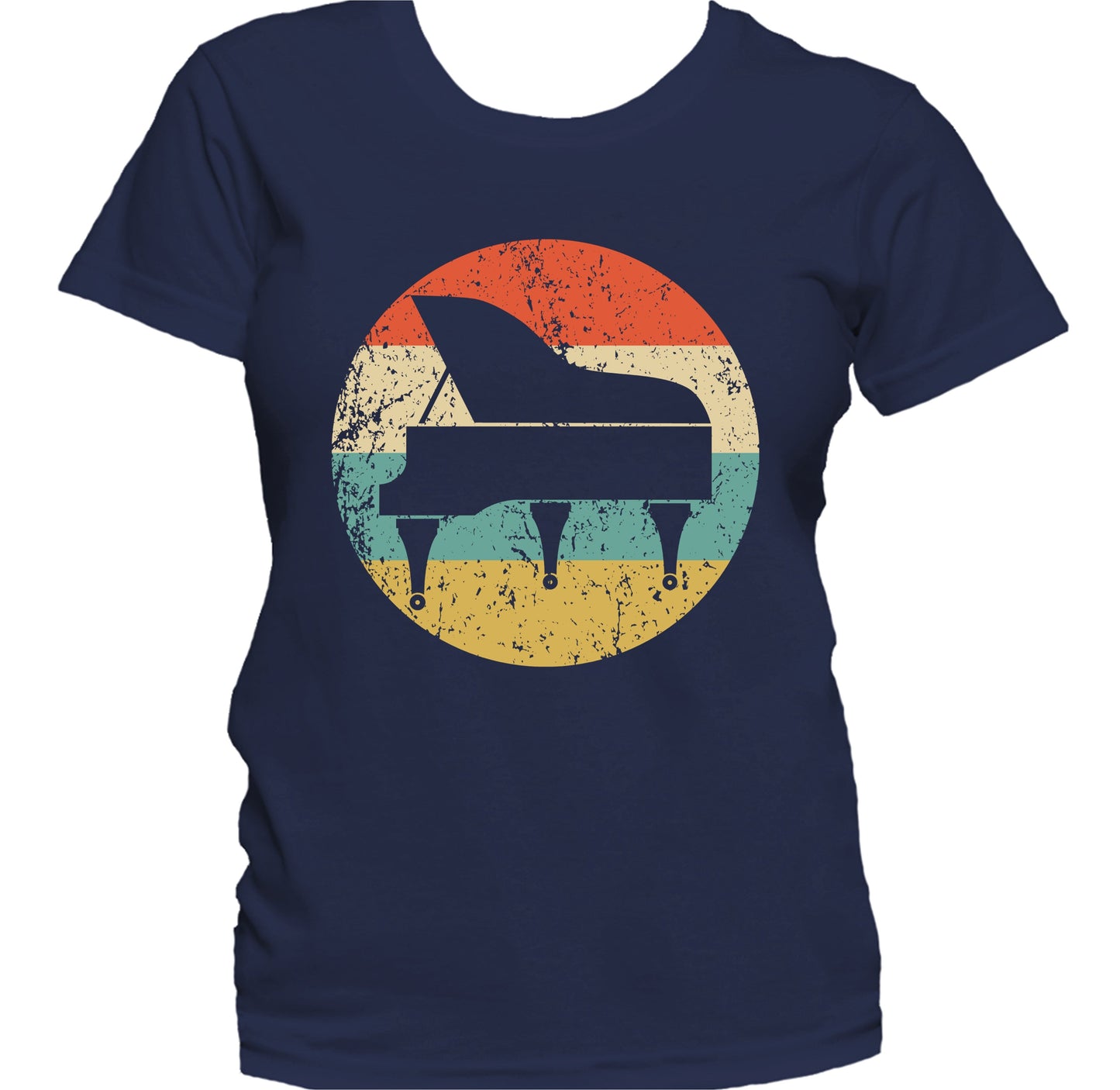 Piano Silhouette Retro Music Musician Musical Instrument Women's T-Shirt