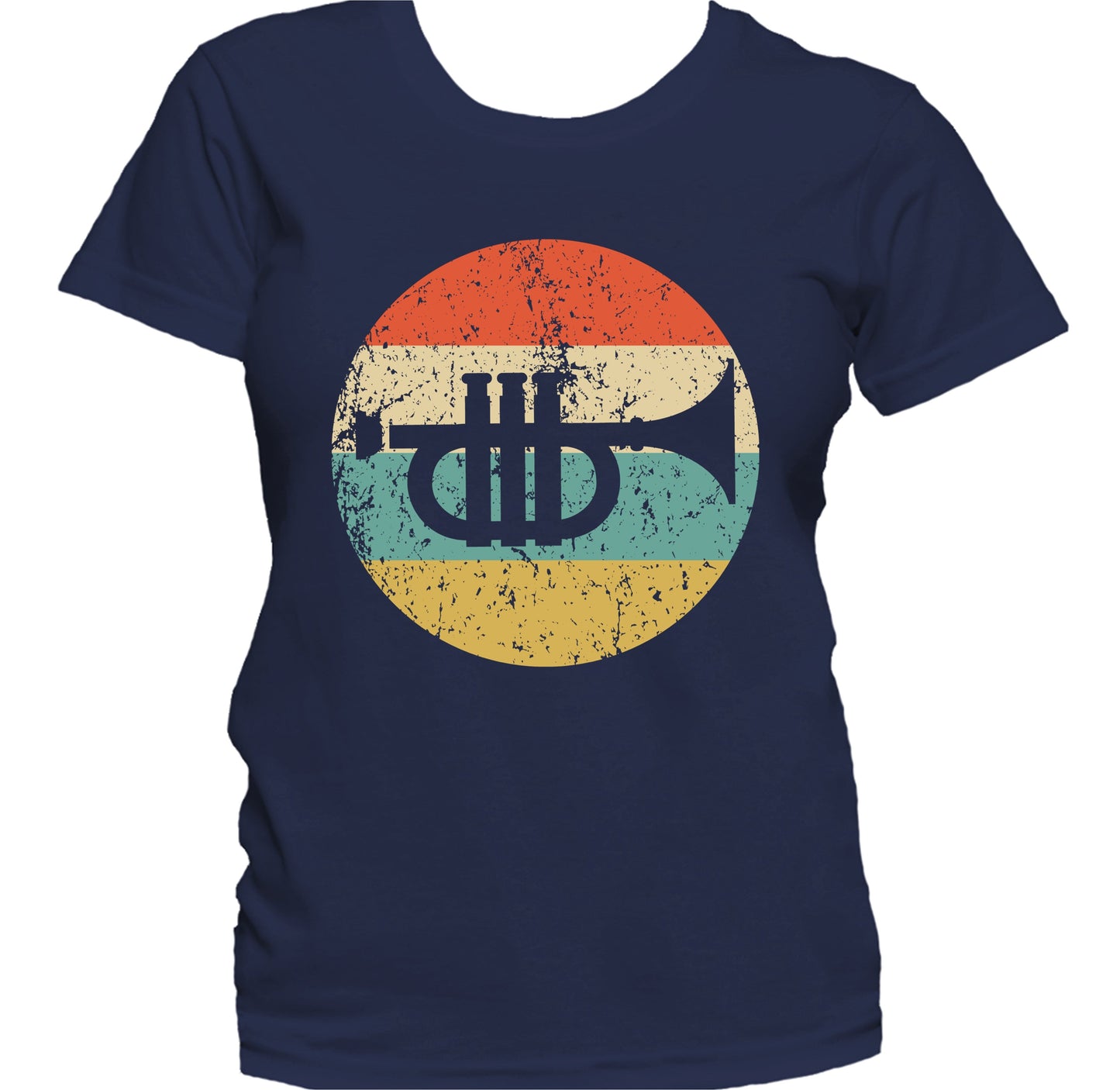 Trumpet Silhouette Retro Music Musician Musical Instrument Women's T-Shirt