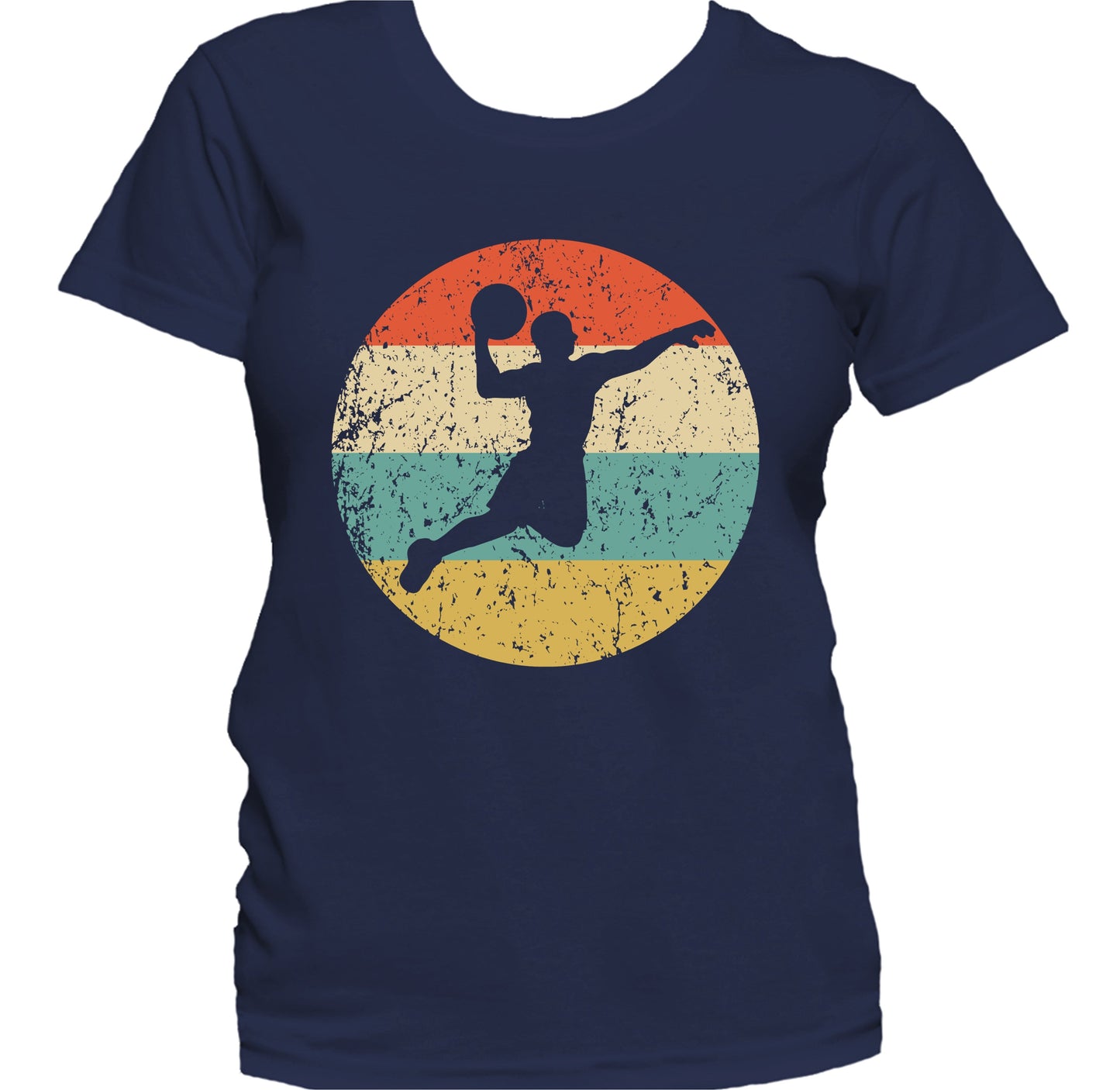 Basketball Player Dunk Silhouette Retro Sports Women's T-Shirt