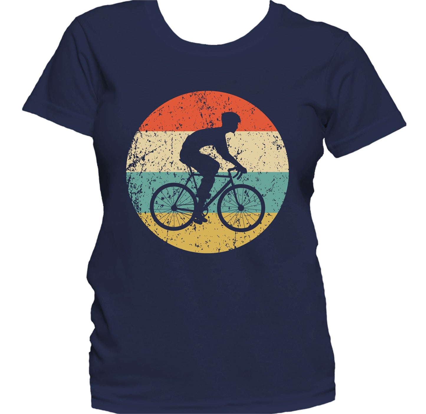 Cyclist Riding Bike Cycling Silhouette Retro Sports Women's T-Shirt