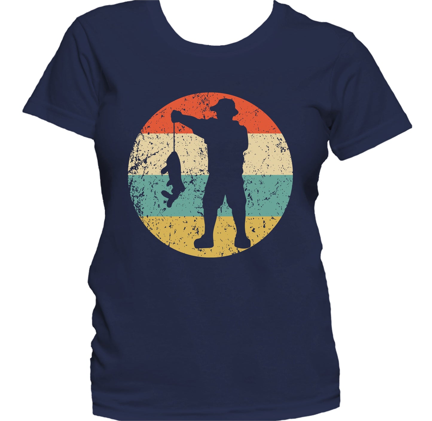 Fisherman Silhouette Retro Fishing Women's T-Shirt