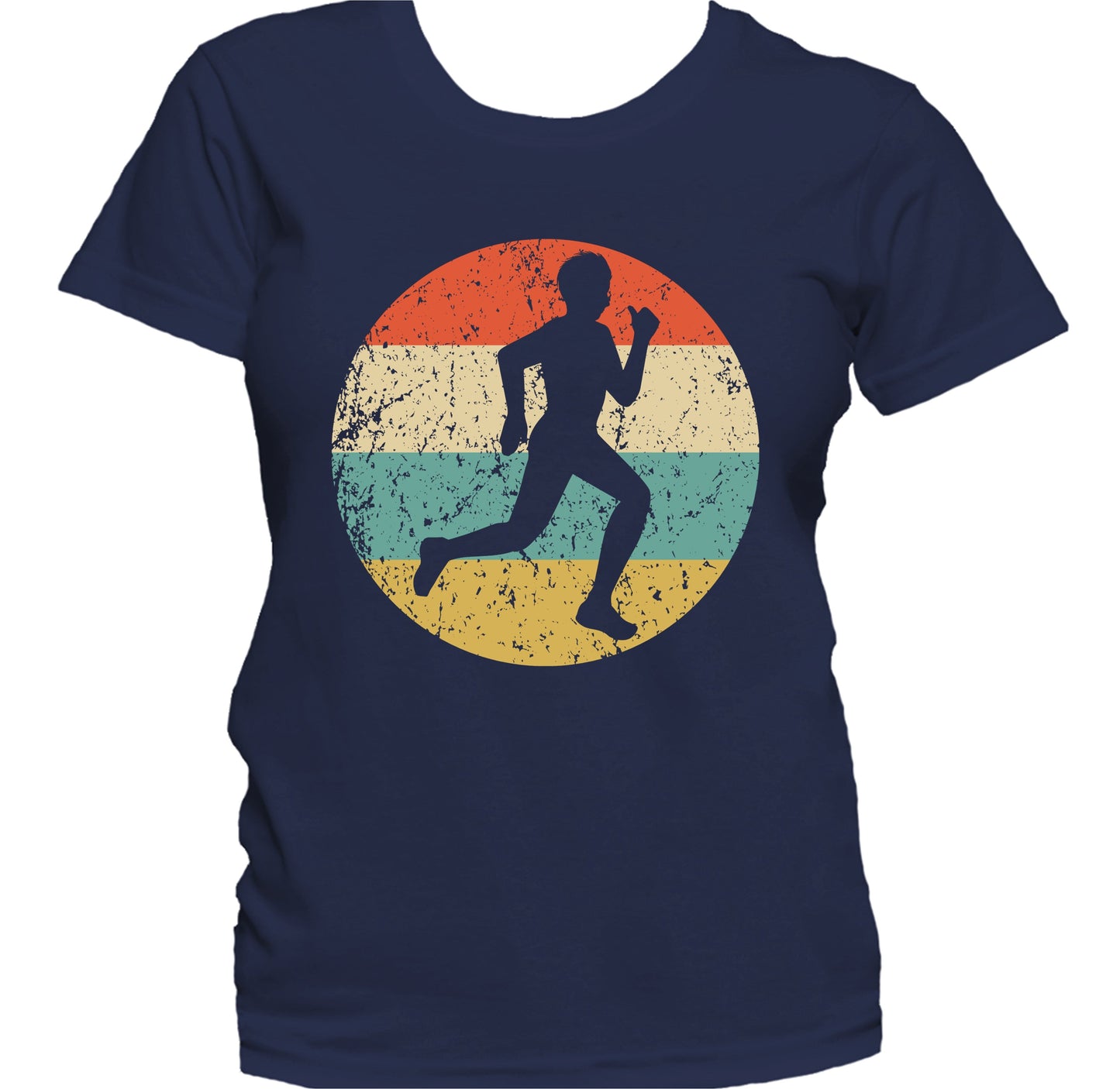 Runner Cross Country Marathon Silhouette Retro Sports Women's T-Shirt