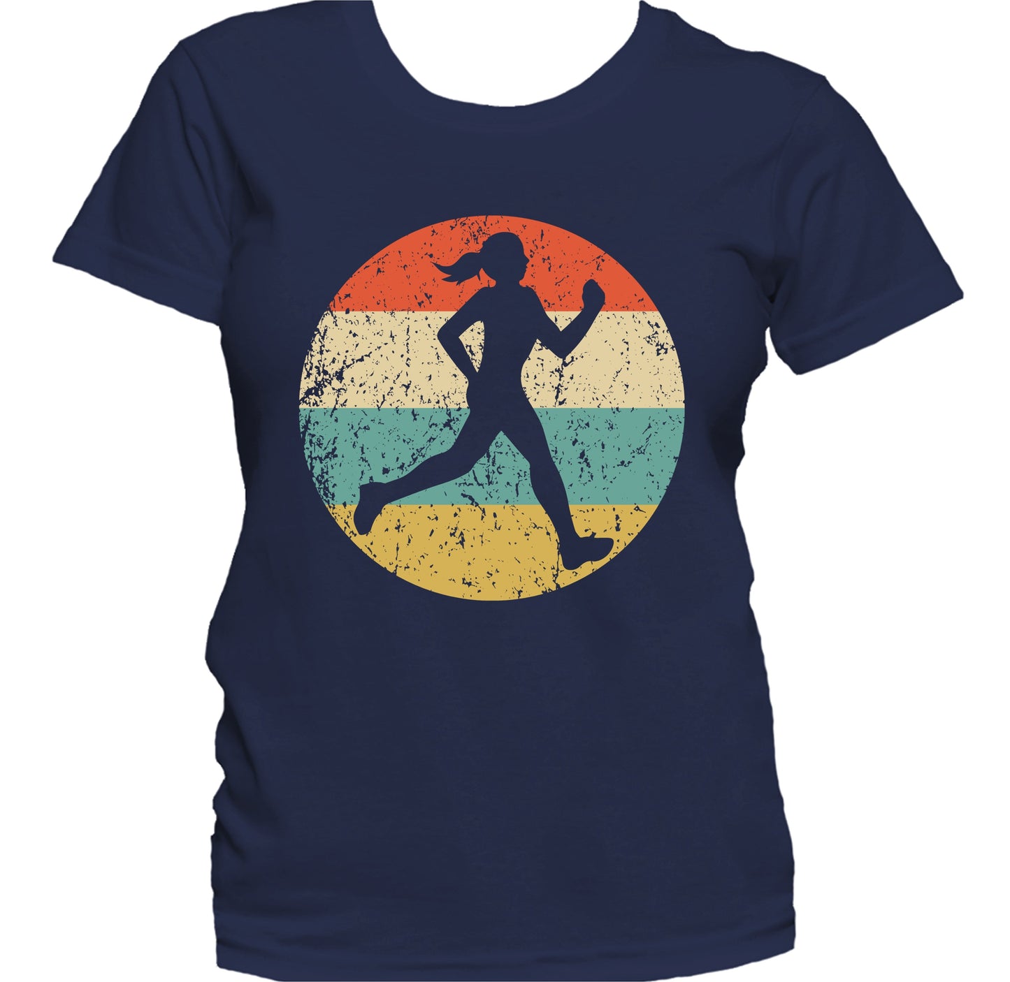 Female Runner Cross Country Marathon Silhouette Retro Sports Women's T-Shirt