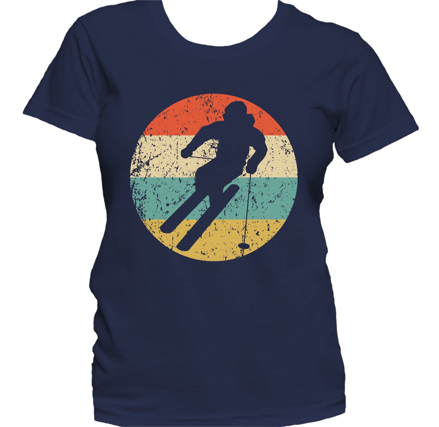 Downhill Skier Skiing Silhouette Retro Winter Sports Women's T-Shirt