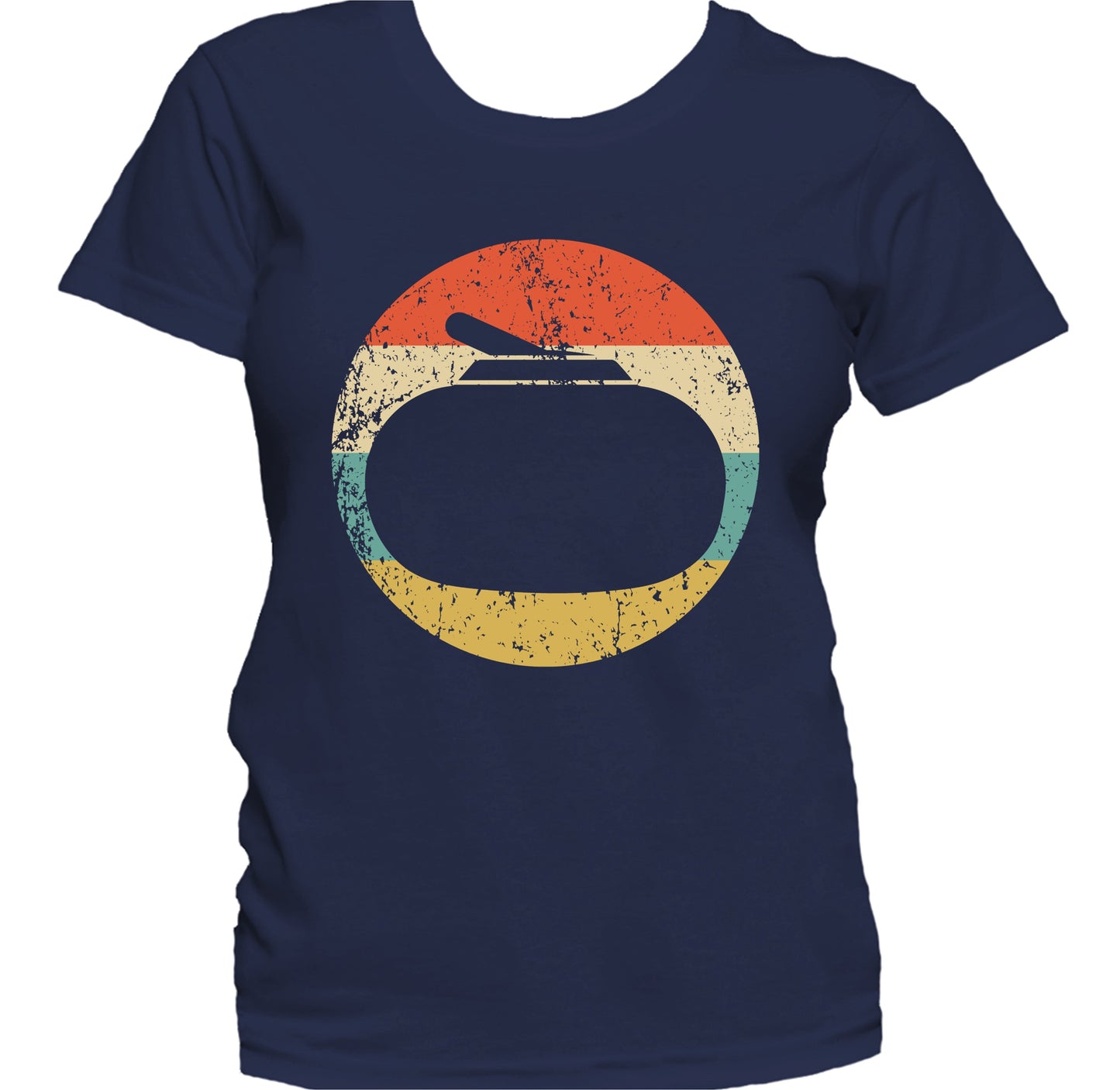 Curling Stone Silhouette Retro Winter Sports Women's T-Shirt