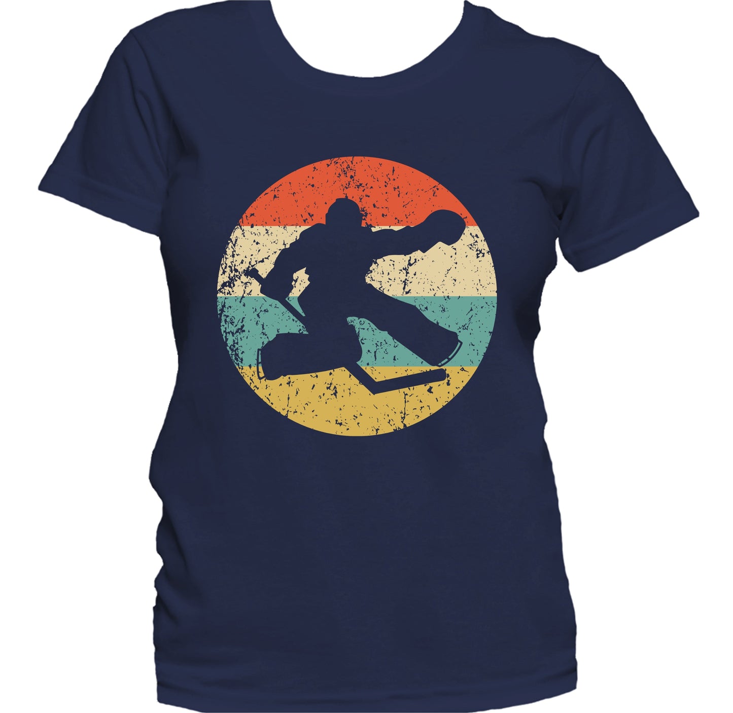 Hockey Player Goalie Silhouette Retro Sports Women's T-Shirt
