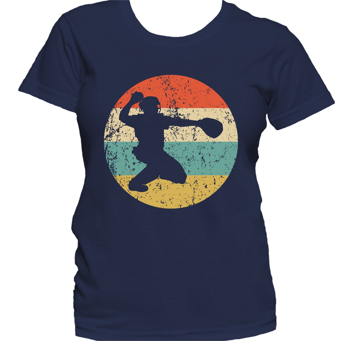 Baseball Player Catcher Silhouette Retro Sports Women's T-Shirt