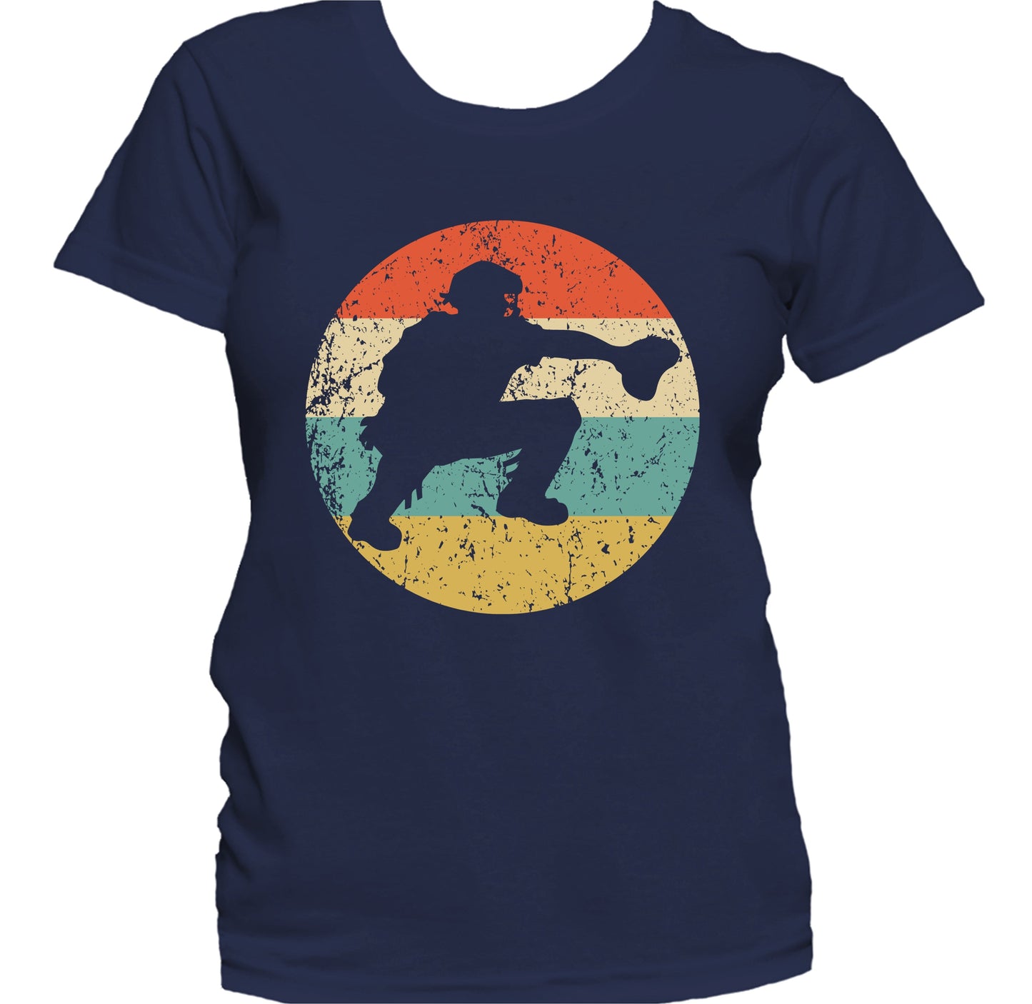 Baseball Catcher Silhouette Retro Baseball Women's T-Shirt