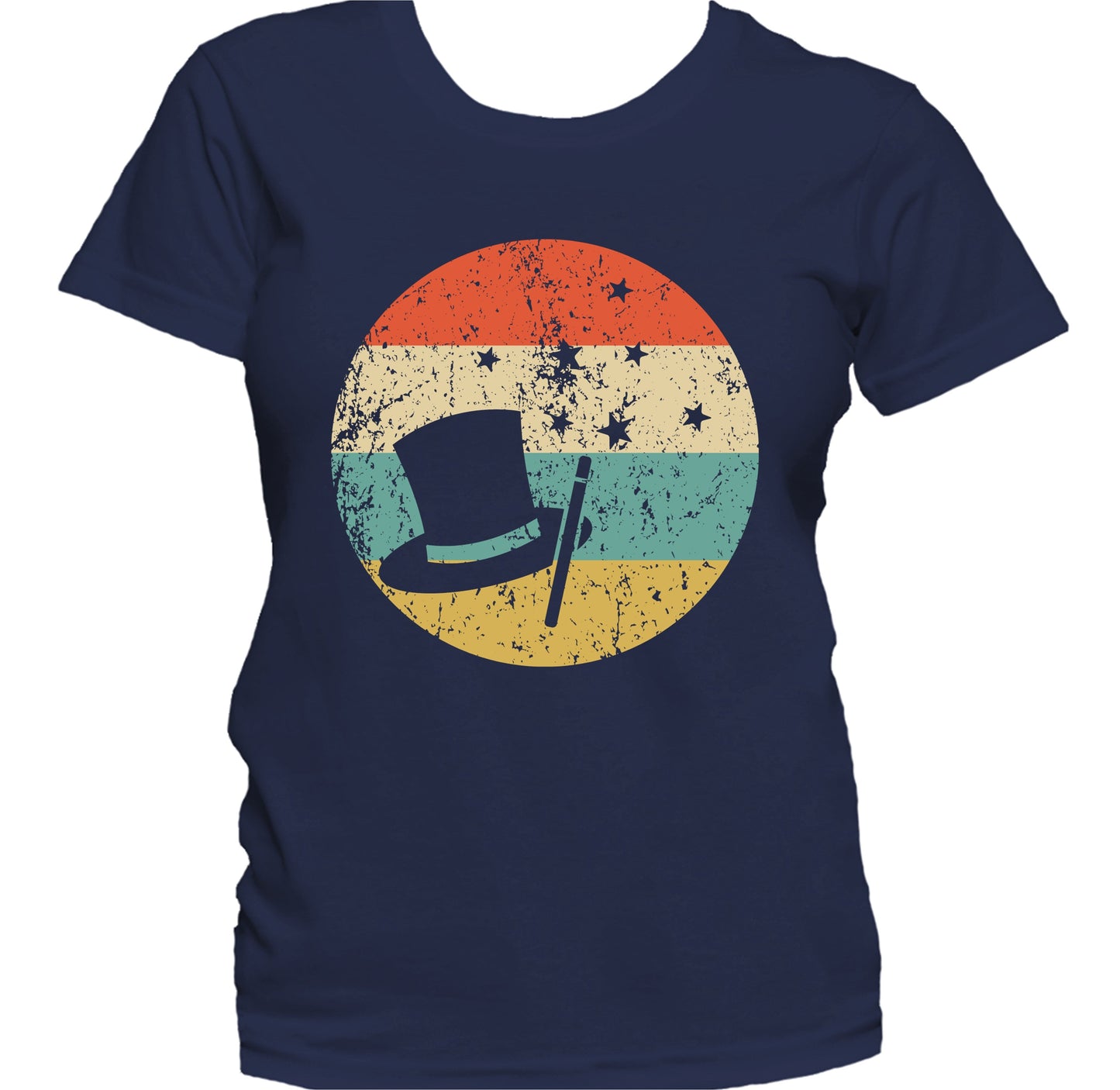 Top Hat Magic Wand Icon Retro Magician Women's T-Shirt