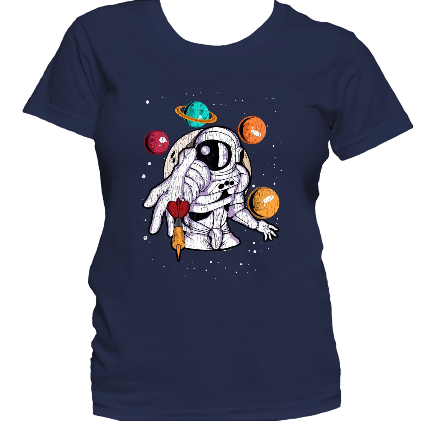 Darts Astronaut Outer Space Spaceman Distressed Women's T-Shirt