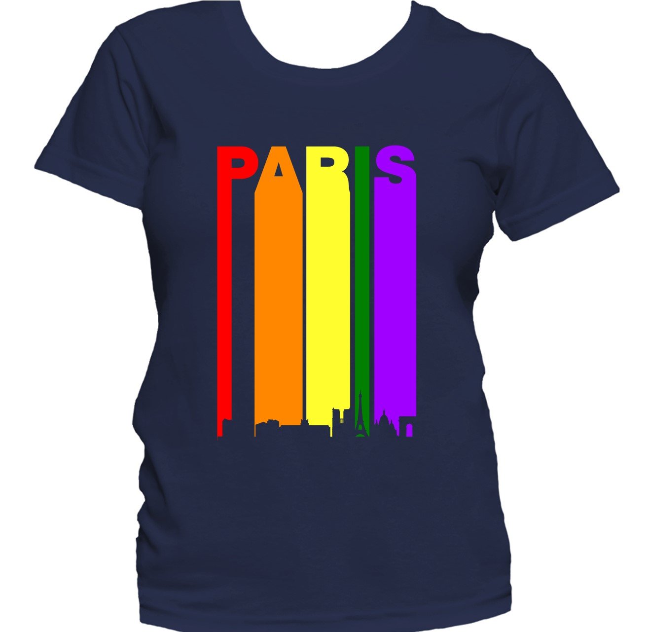 Paris France Skyline Rainbow Skyline LGBTQ Gay Pride Women's T-Shirt
