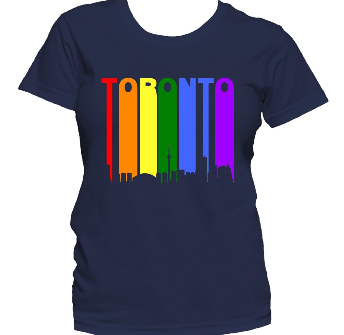 Toronto Canada Skyline Rainbow Skyline LGBTQ Gay Pride Women's T-Shirt