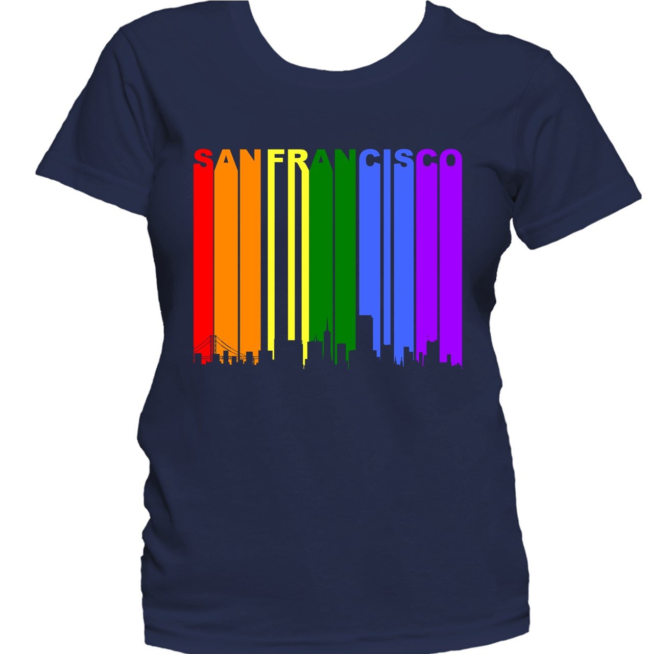 San Francisco CA Skyline Rainbow LGBTQ Gay Pride Women's T-Shirt