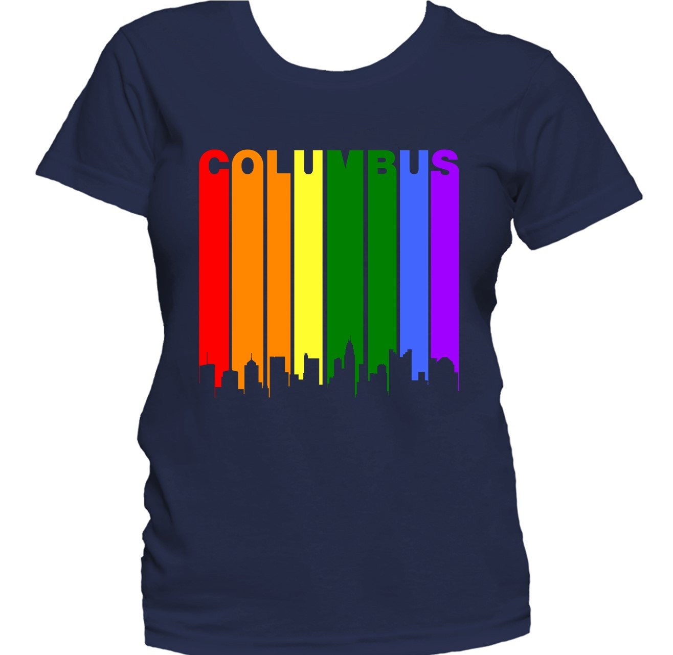 Columbus Ohio Skyline Rainbow Skyline LGBTQ Gay Pride Women's T-Shirt