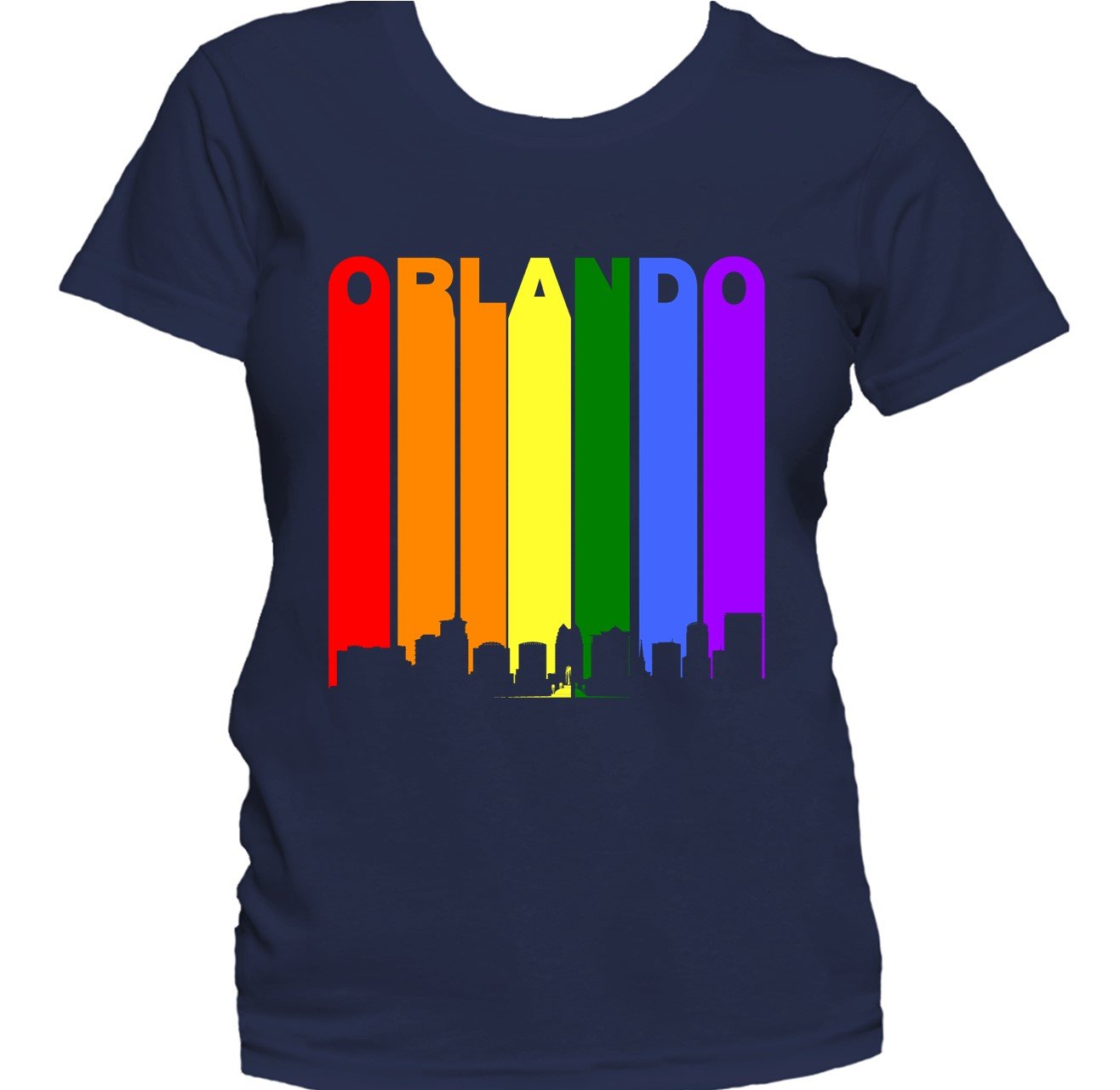 Orlando Florida Skyline Rainbow LGBTQ Gay Pride Women's T-Shirt