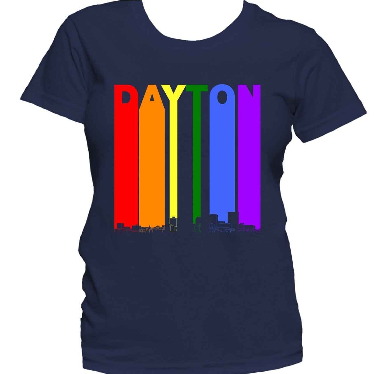 Dayton Ohio Skyline Rainbow LGBTQ Gay Pride Women's T-Shirt