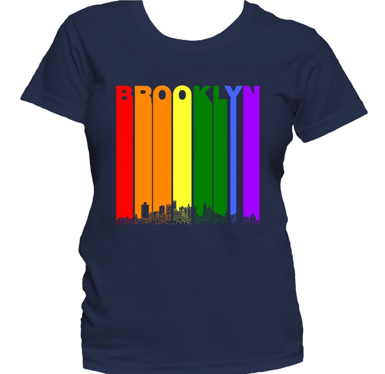 Brooklyn New York Skyline Rainbow LGBTQ Gay Pride Women's T-Shirt