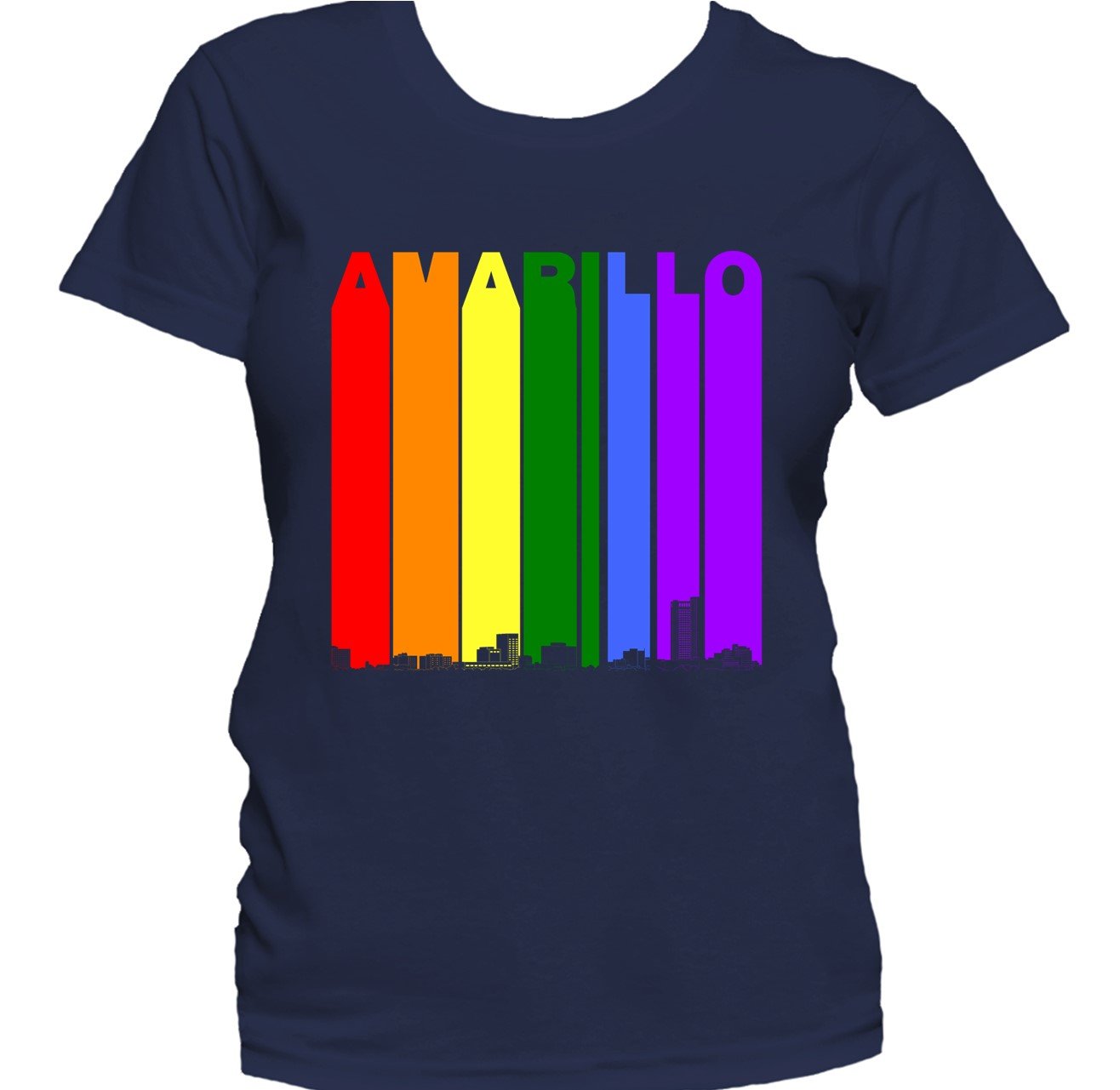 Amarillo Texas Skyline Rainbow LGBTQ Gay Pride Women's T-Shirt