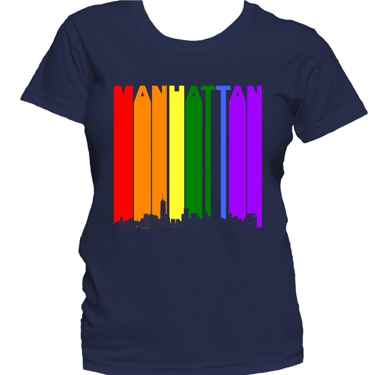 Manhattan New York Skyline Rainbow LGBTQ Gay Pride Women's T-Shirt