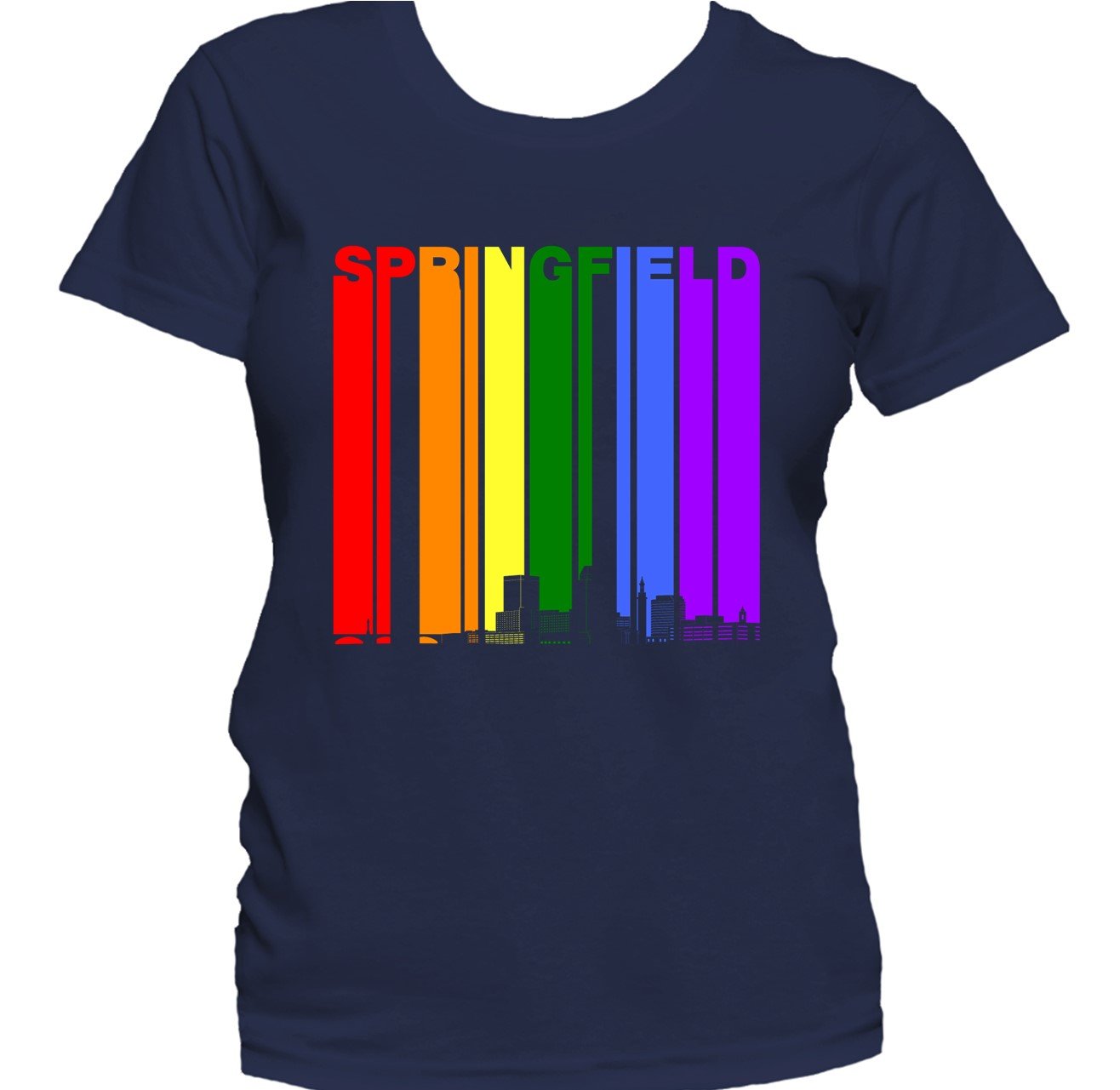 Springfield Massachusetts Skyline Rainbow Gay Pride Women's T-Shirt