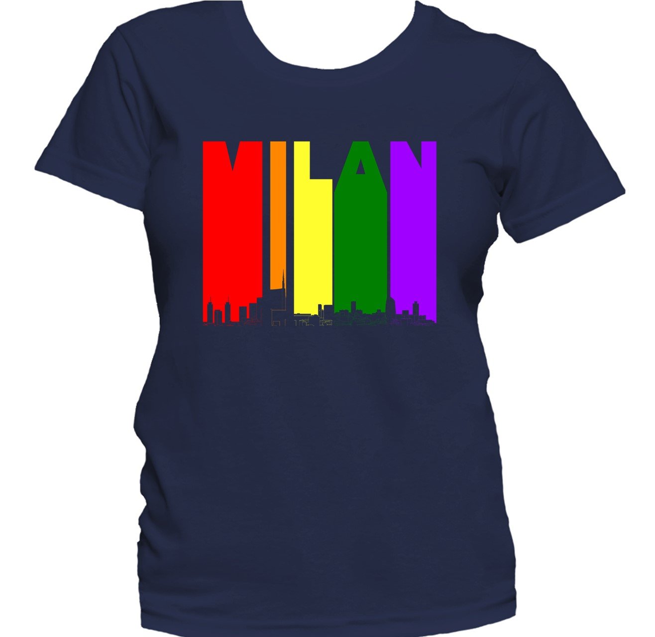 Milan Italy Skyline Rainbow LGBTQ Gay Pride Women's T-Shirt