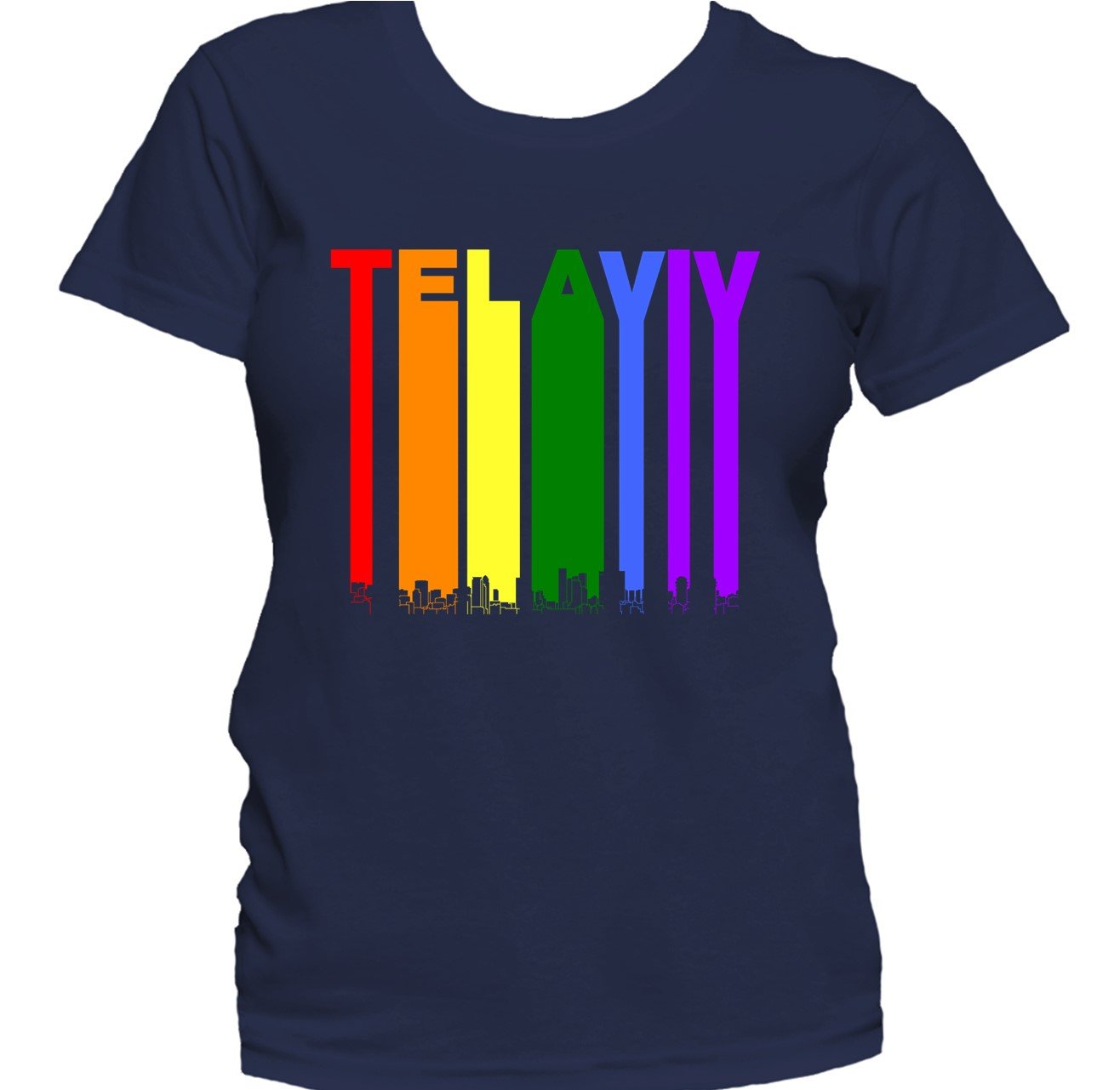 Tel Aviv Israel Skyline Rainbow LGBTQ Gay Pride Women's T-Shirt